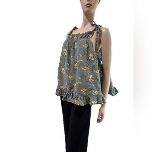 Easel Green Smocked Ruffled Blouse